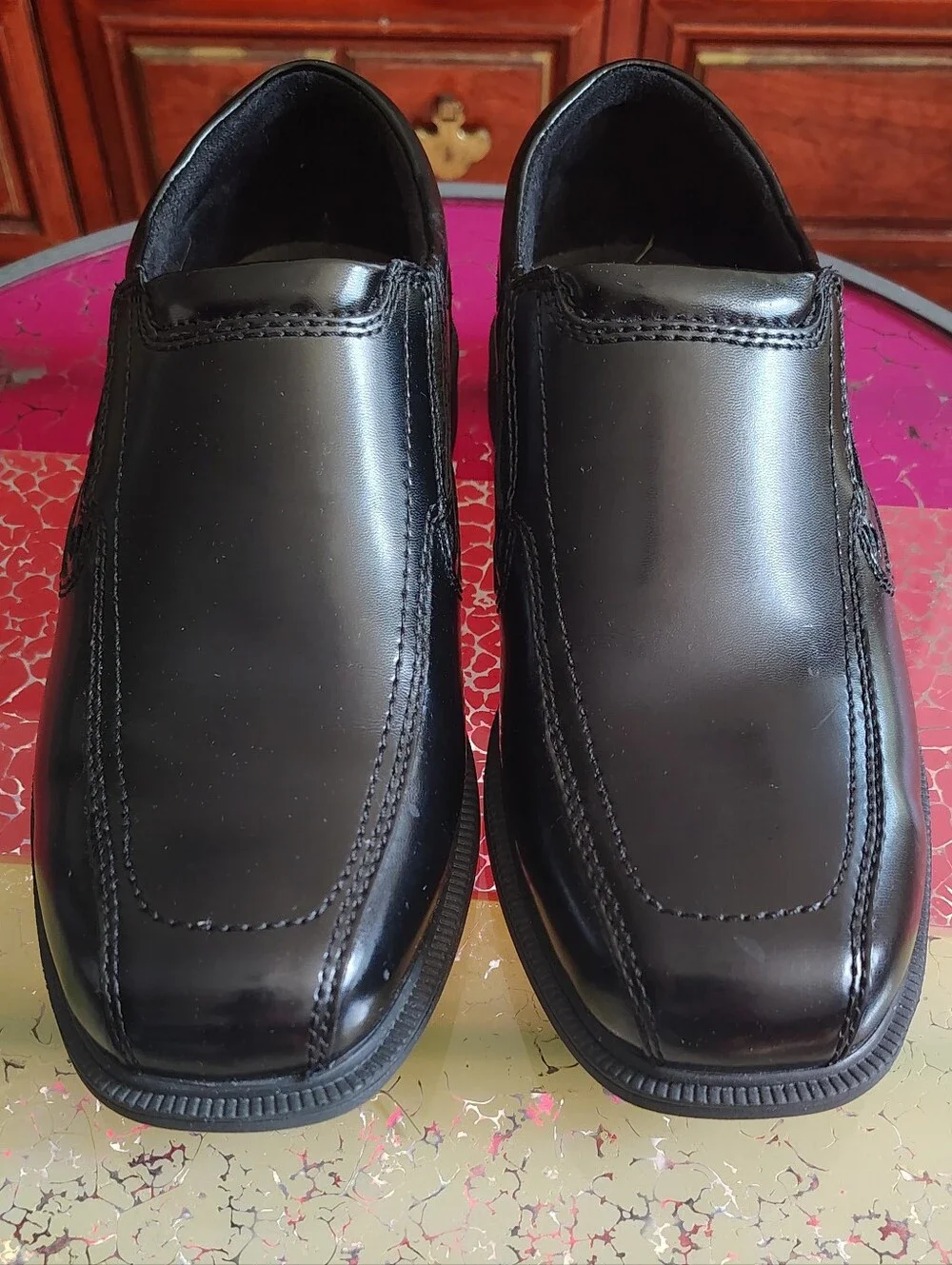 Nunn Bush KORE Men's Black Leather Slip-On Dress Shoes Loafers - Size 8